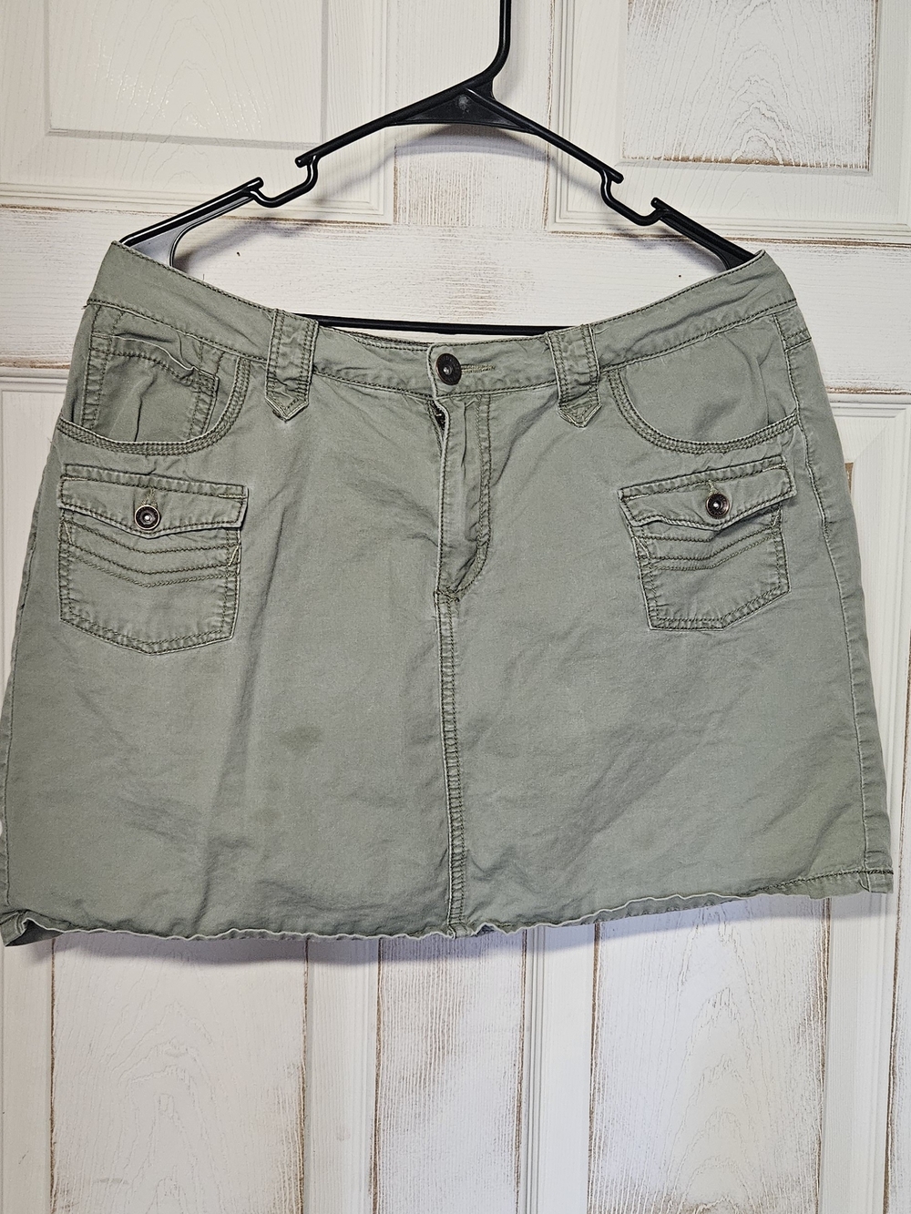 Faded Glory Light Olive Utility Mini Skirt
